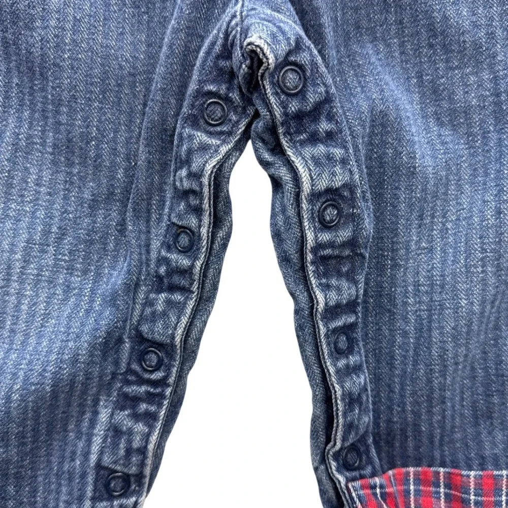 OshKosh B'gosh Denim Overalls Kids 2T Blue Excellent Plaid Lined